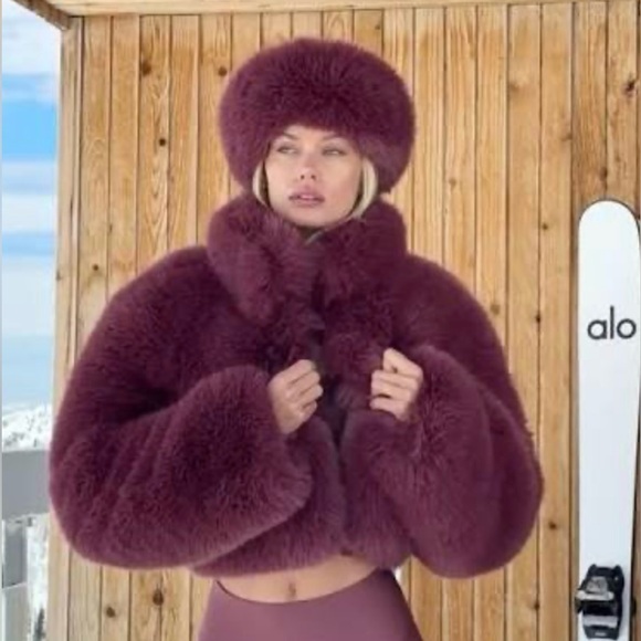 ALO Yoga Jackets & Blazers - Alo Opulent Faux Fur Cropped Jacket & Matching Headband
